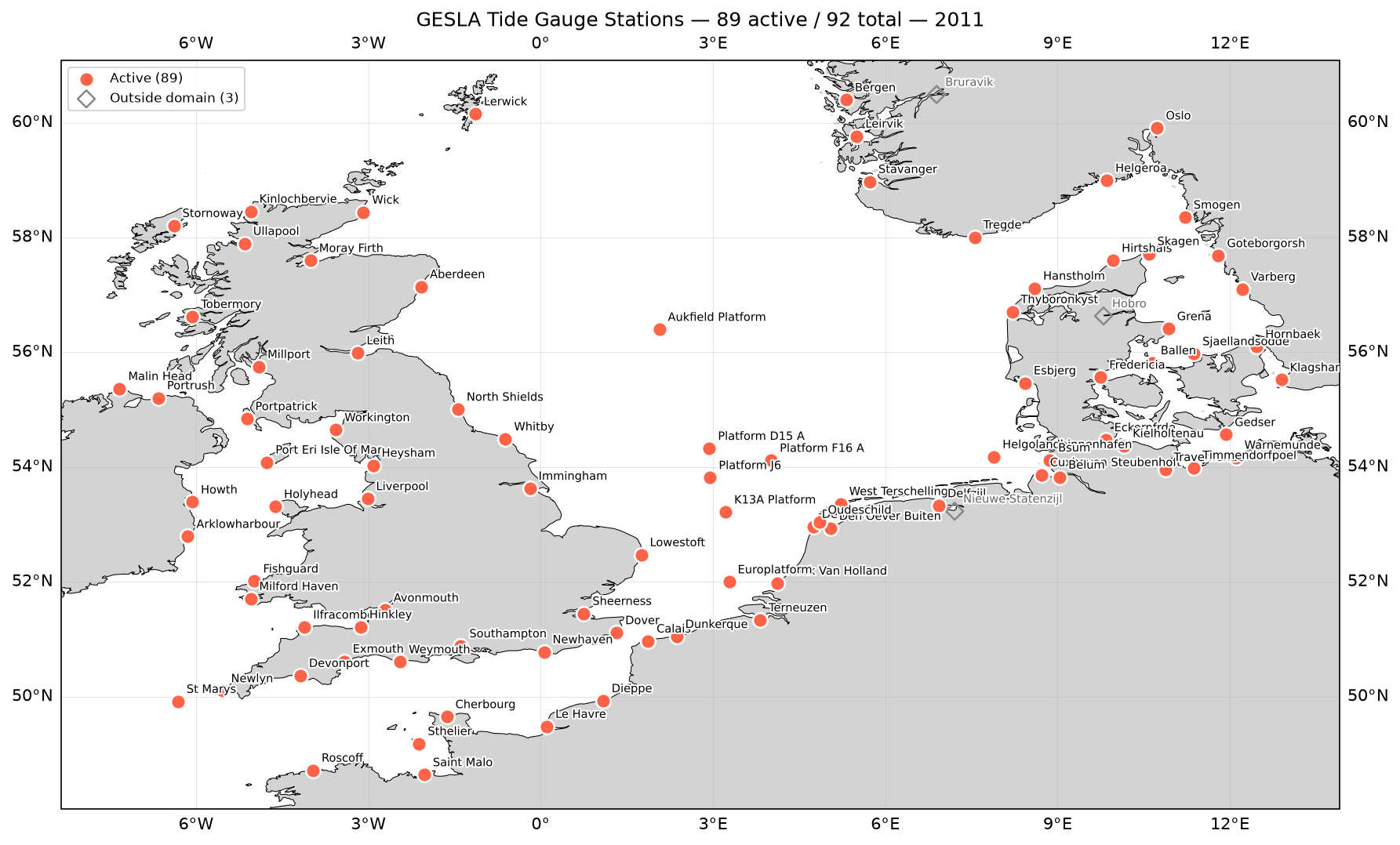 GESLA tide gauge station locations